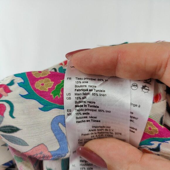 NWOT ♡ Sandro Paris ♡ Iram Linen and Shantung Silk Blend Cropped Blouse - Picture 7 of 7